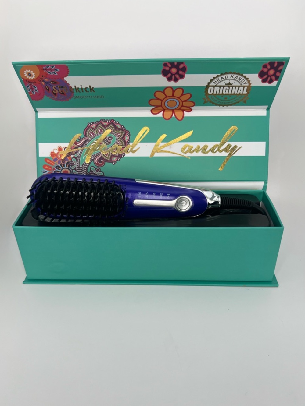 Head Kandy Sidekick Heated Straightening Brush Purple Ceramic New In Box